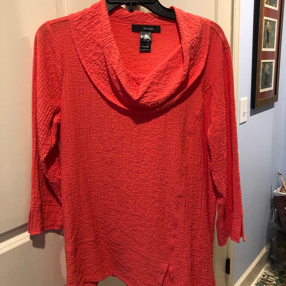 Ali Miles Vibrant Orange Textured Top